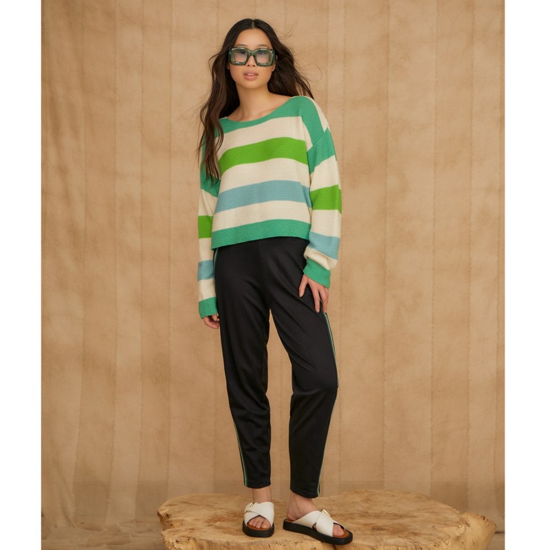 Thumbnail of Striped Dropped Shoulder Top Green & Blue Women image