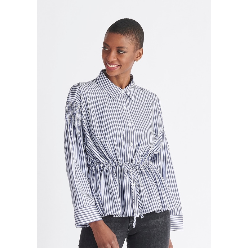 Grey Striped Ruched Shirt Dress | Office Chic Mini Dress – SEISHIKI STUDIO