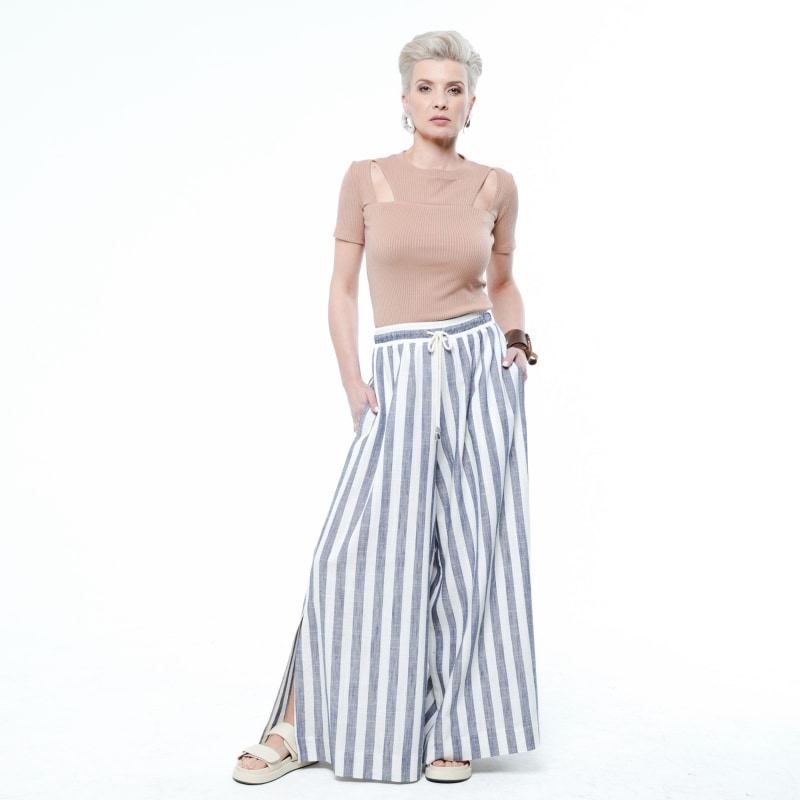Striped linen wide leg pants new arrivals