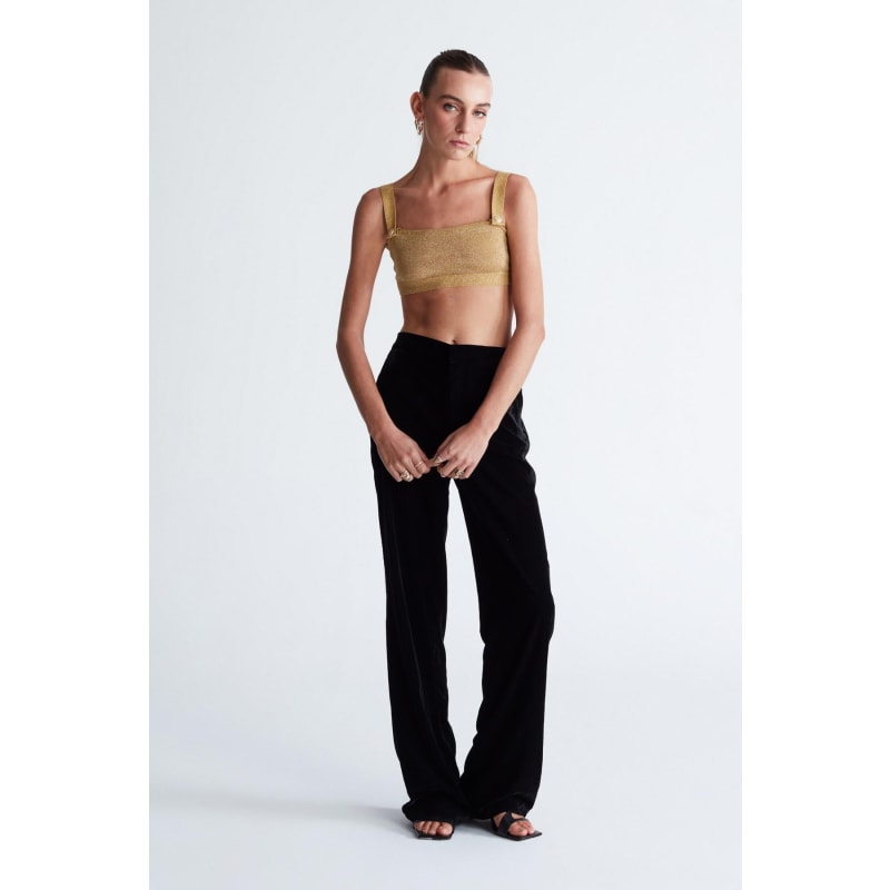Doris Knit Bralette In Gold Glitter by Peraluna