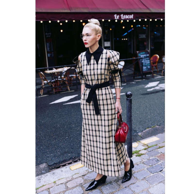 Stylish Cold Shoulder Long Sleeve Plaid Dress With Belt Julia Allert Wolf Badger