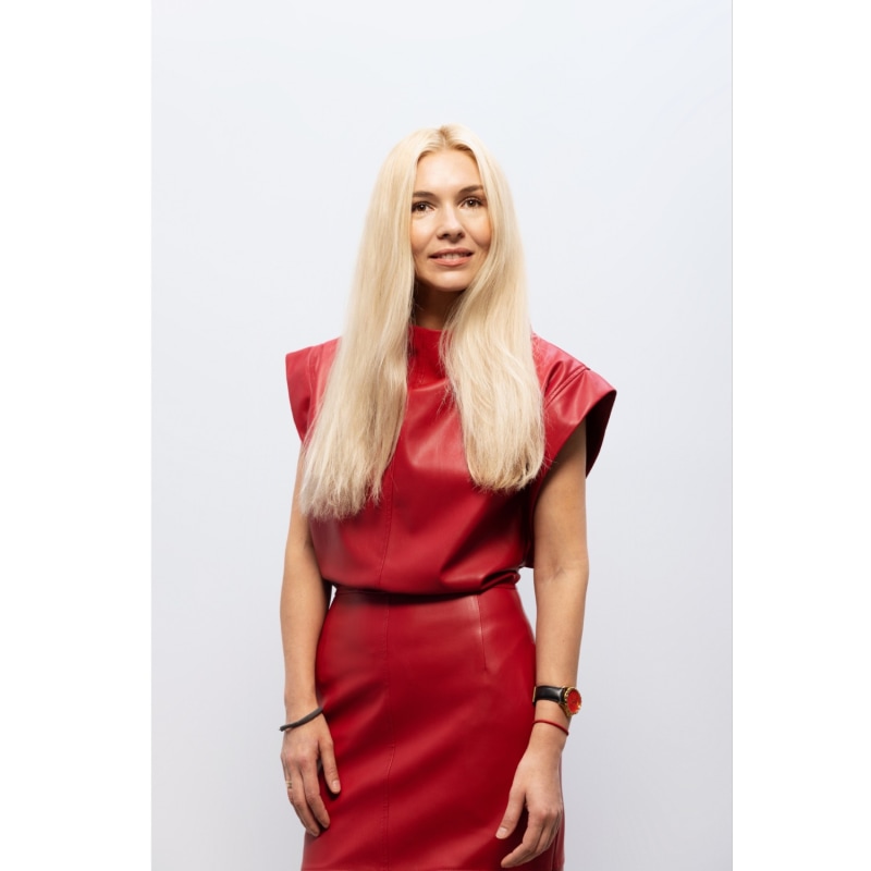 Stylish Sleeveless Faux Leather Dress Red | Julia Allert | Wolf & Badger