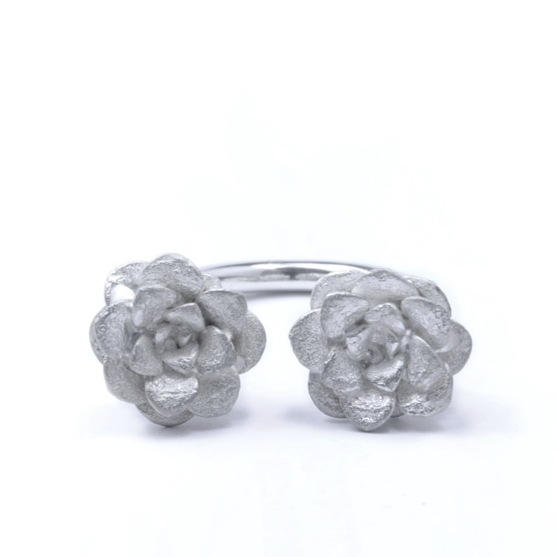 Thumbnail of Succulent Flower Open Ring In Silver image