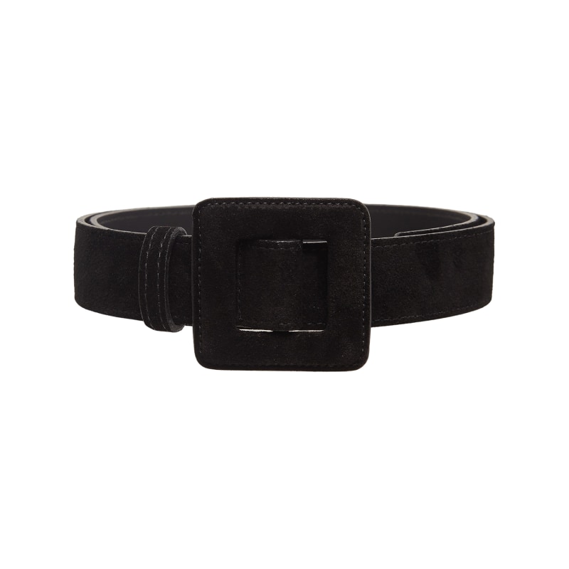 Thumbnail of Suede Mini Square Buckle Belt - Black image