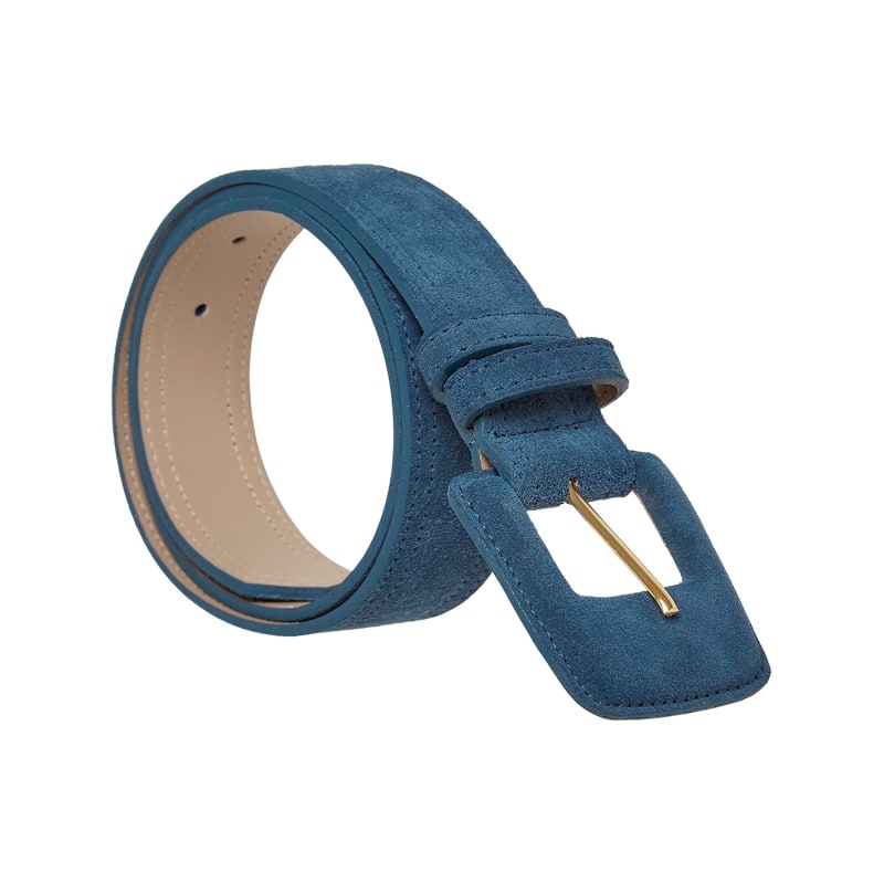 Thumbnail of Suede Rectangle Buckle Belt - Navy Blue image