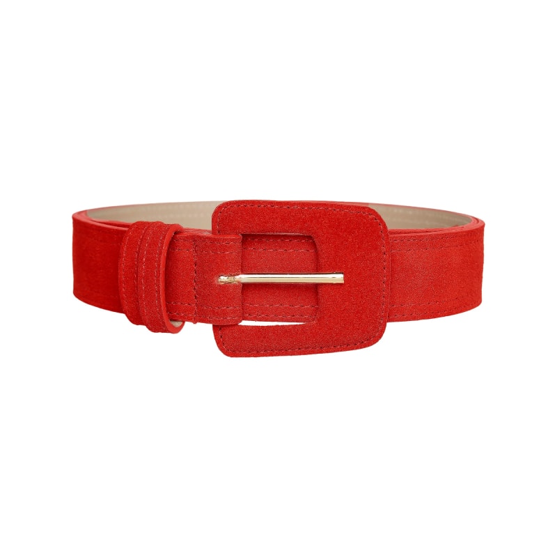 Thumbnail of Suede Rectangle Buckle Belt - Red image