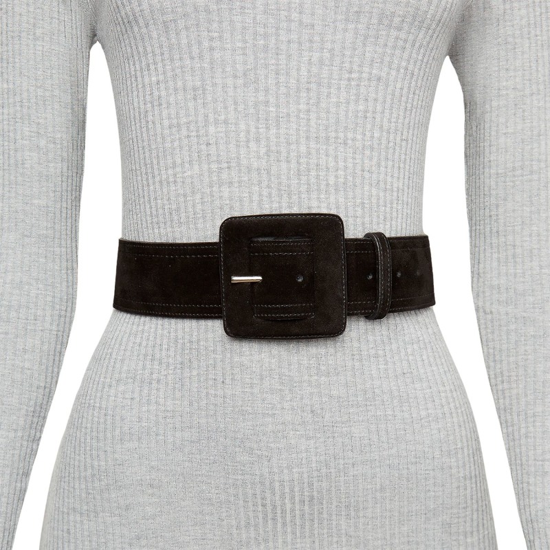 Thumbnail of Suede Square Buckle Belt - Black image