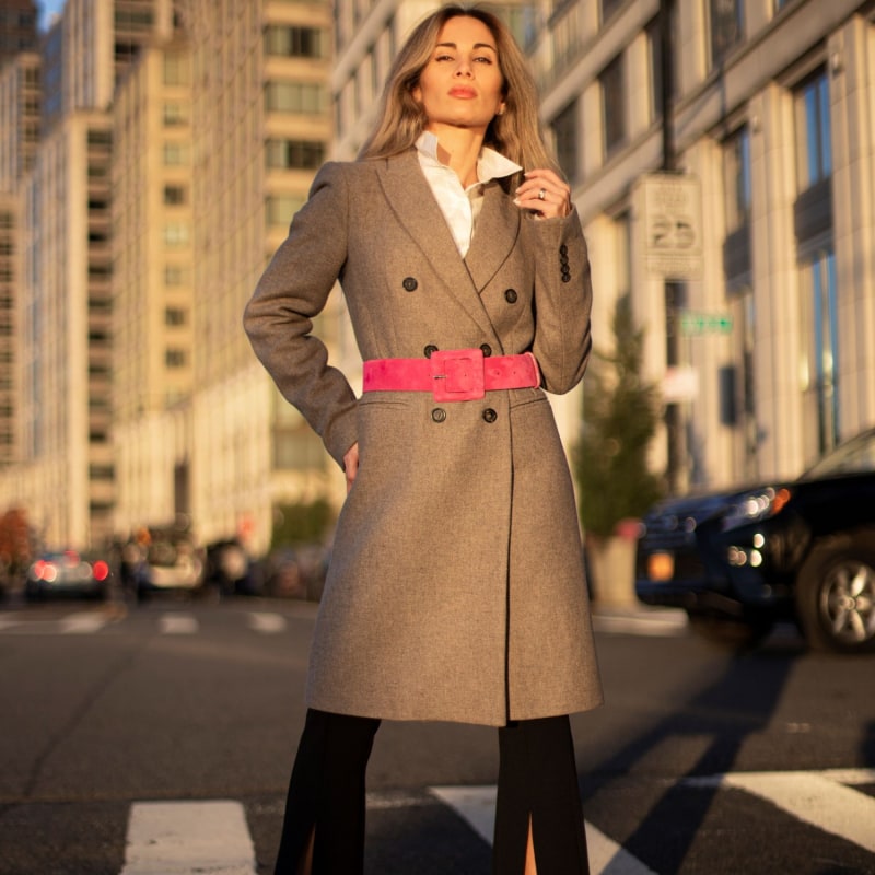 Thumbnail of Suede Square Buckle Belt - Dark Pink image