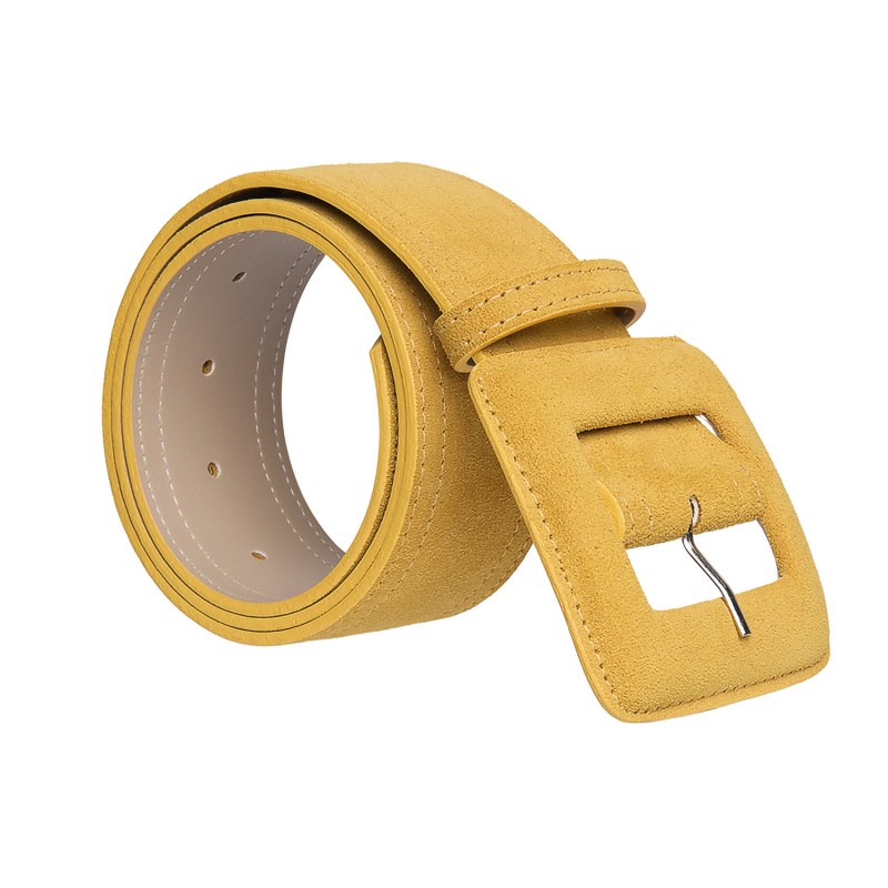 Thumbnail of Suede Square Buckle Belt - Mustard image