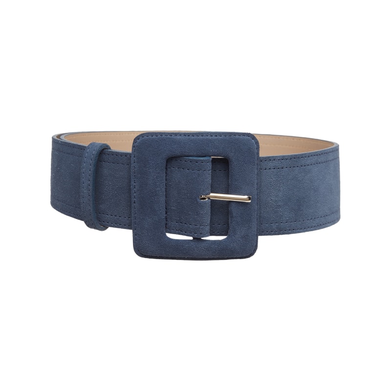 Thumbnail of Suede Square Buckle Belt - Navy Blue image