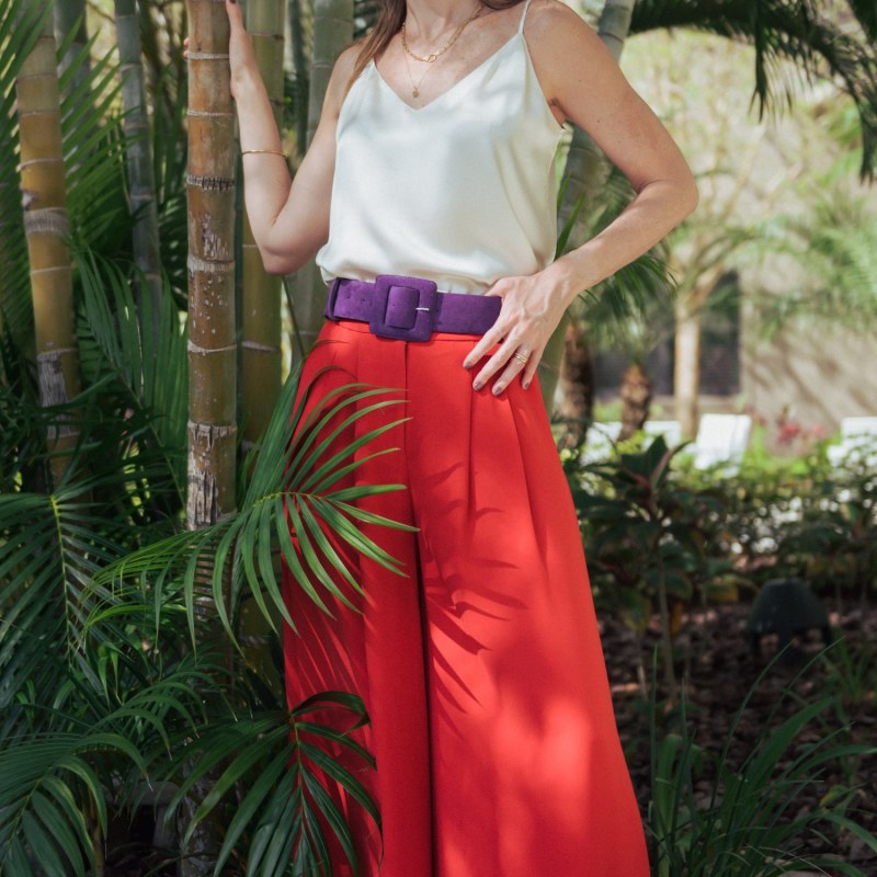 Red Suede Wide Waist Belt