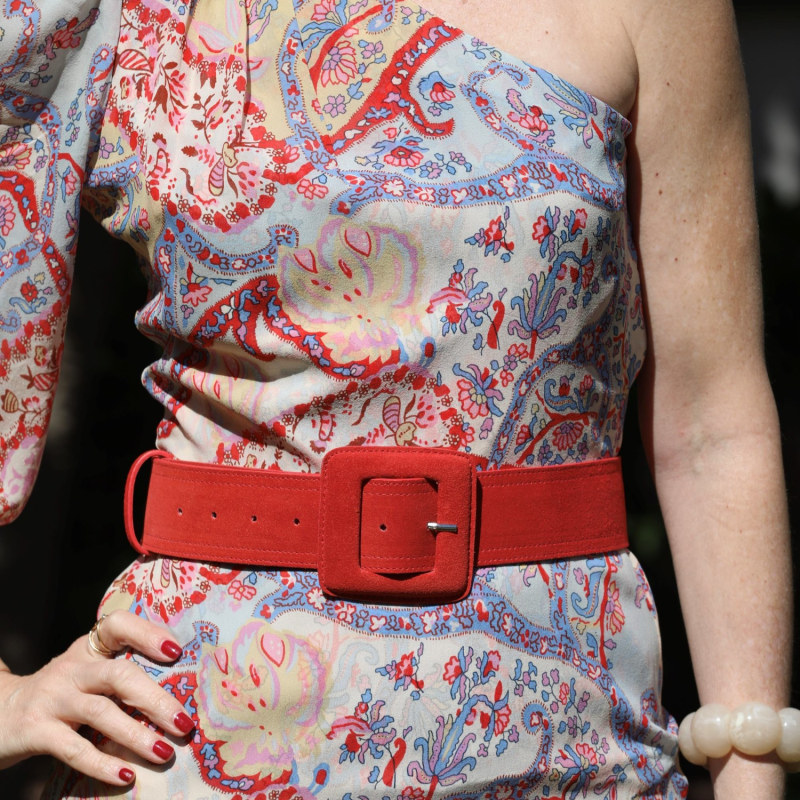 Thumbnail of Suede Square Buckle Belt - Red image