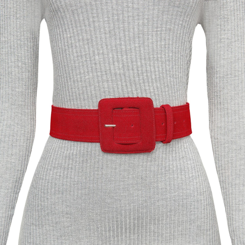 Thumbnail of Suede Square Buckle Belt - Red image