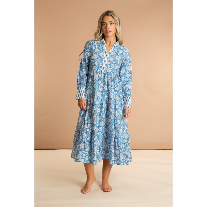 Thumbnail of Indian Cotton Summer Dress - China Blue Paisley image