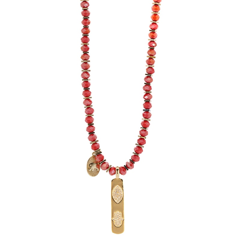 Beaded top hamsa necklace