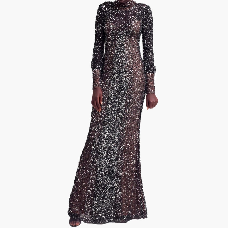 Parker black leandra sequin gown clearance