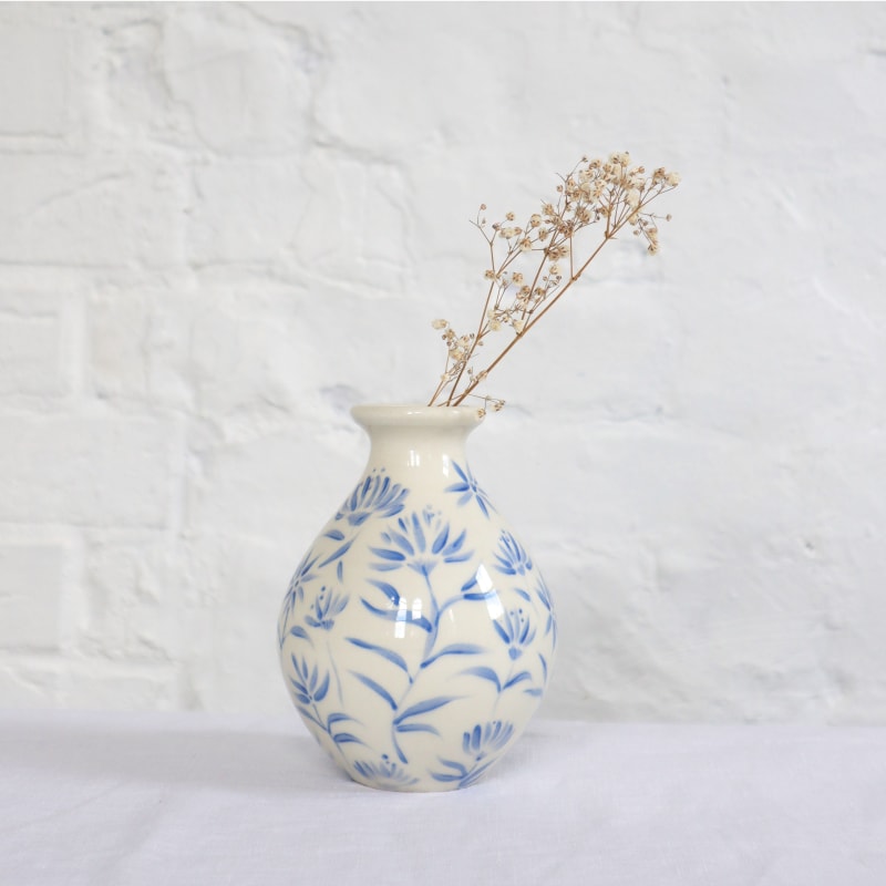 Thumbnail of Sunburst Flowers Bud Vase - Blue image