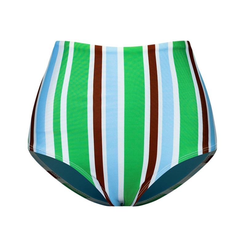 Thumbnail of Sunburst Stripe Bikini Bottom - Clover Green image