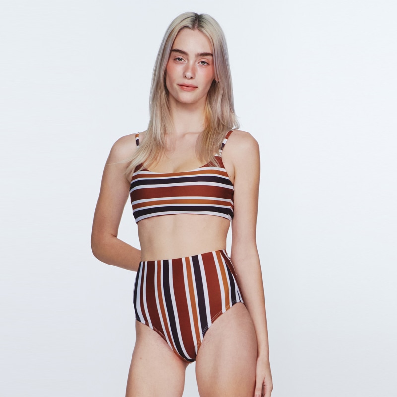 Thumbnail of Sunburst Stripe Bikini Bottom - Earthy Brown image