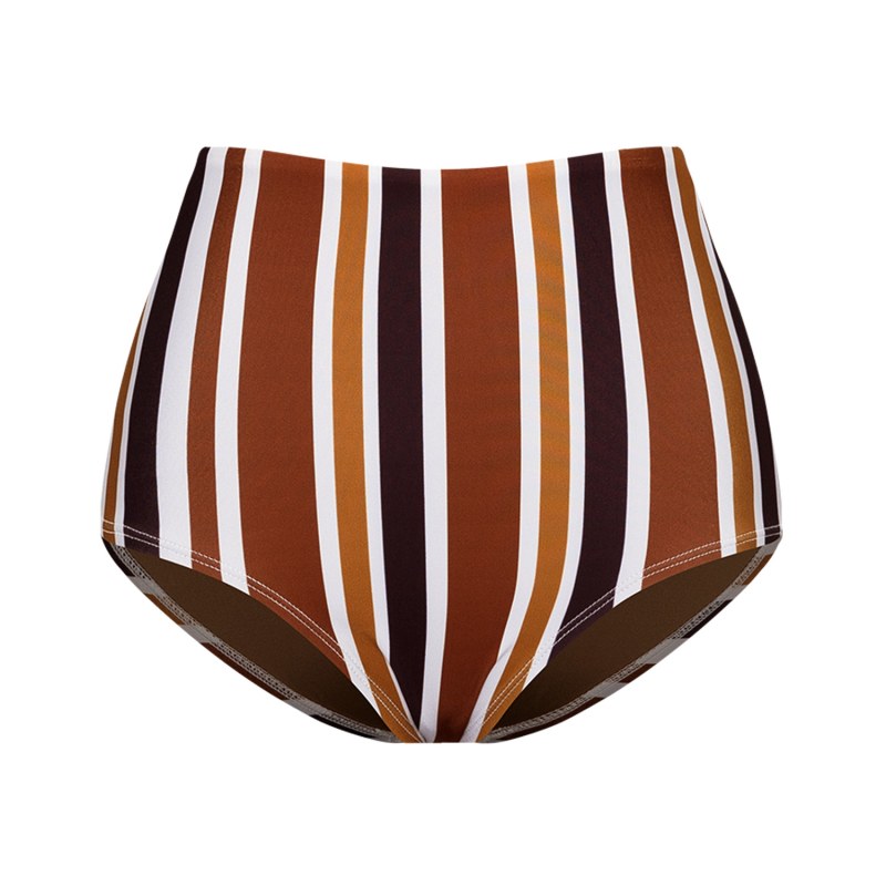 Thumbnail of Sunburst Stripe Bikini Bottom - Earthy Brown image