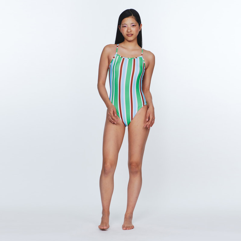 Thumbnail of Sunburst Stripe Swimsuit - Clover Green image