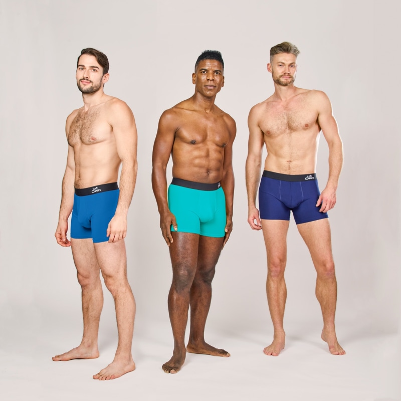 Super Soft Boxer Briefs - Anti-Chafe & No Ride Up Design - Three Pack -  Blues & Green by JustWears