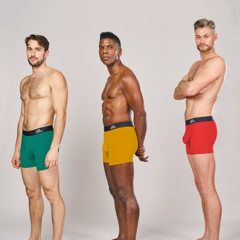 Super Soft Boxer Briefs Anti-Chafe & No Ride Up Design - Two Pack With &  Without Pouch - Green, Yellow & Orange