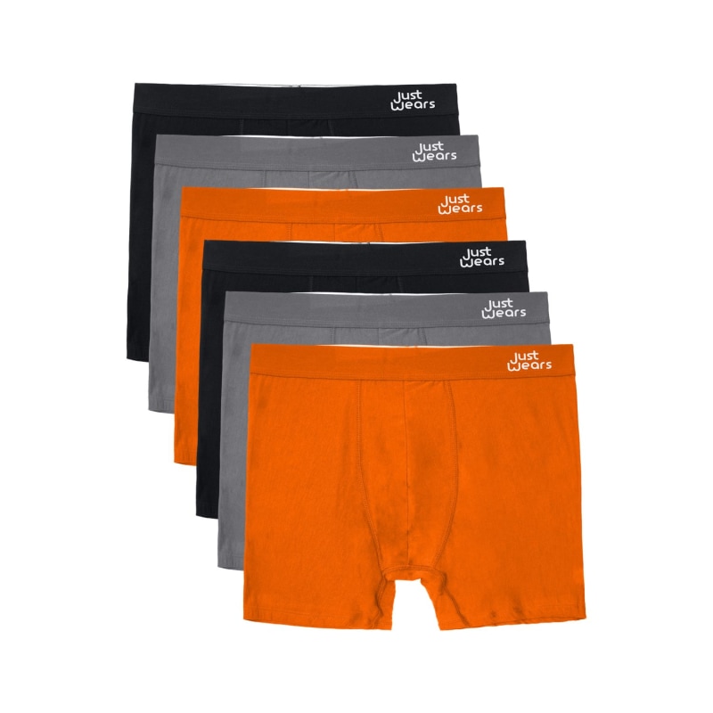 Thumbnail of Super Soft Boxer Briefs - Anti-Chafe & No Ride Up Design -Six Pack - Orange, Black, Grey image