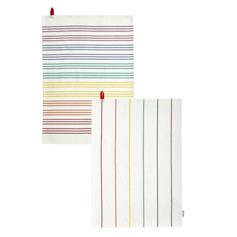 Sur La Table Multi Colored Striped Tea Towels Set Of Two