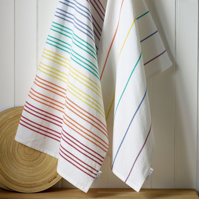 Sur La Table Multi Colored Striped Tea Towels Set Of Two