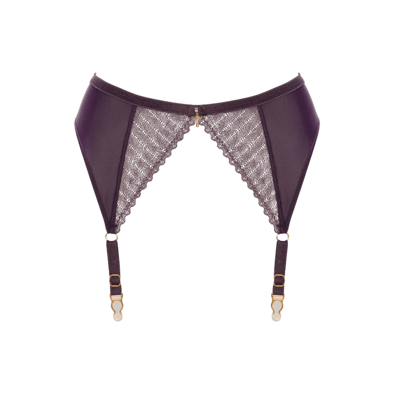 Purple suspender belt top
