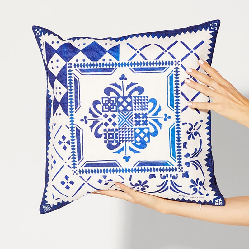 Thumbnail of The Portugal Blue Azulejos Cushion Cover image