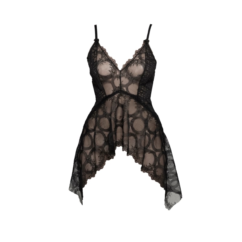 Mind Games Lace & Check Tulle Mullet Nightie by Carol Coelho