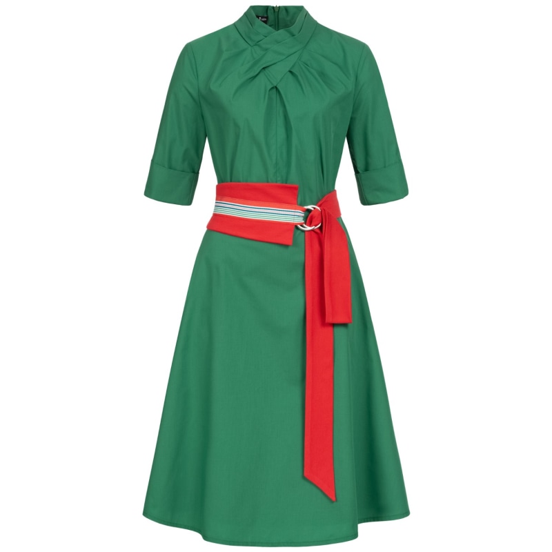 Thumbnail of Franchesca Dress Green With Two Belts image