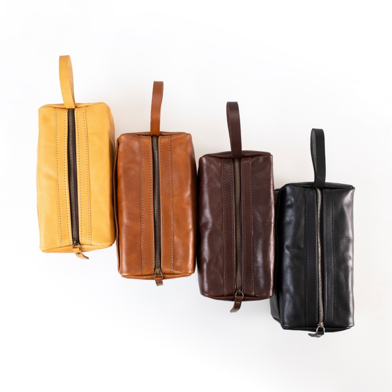 Thumbnail of Leather Dopp Kit In Cuoio Brown image