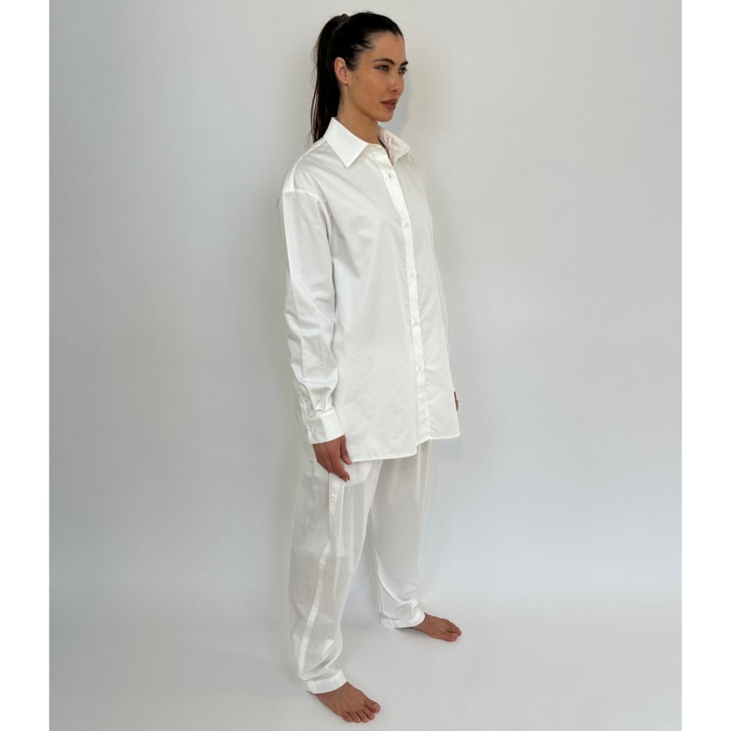 Thumbnail of Swallow  White Cotton Embroidered Shirt image