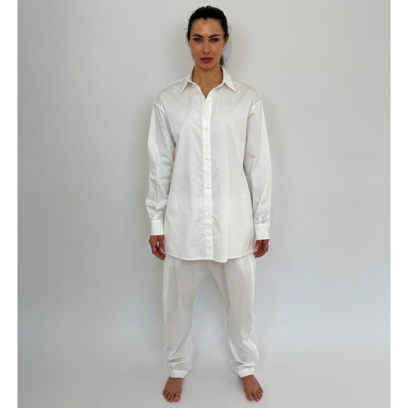 Thumbnail of Swallow  White Cotton Embroidered Shirt image