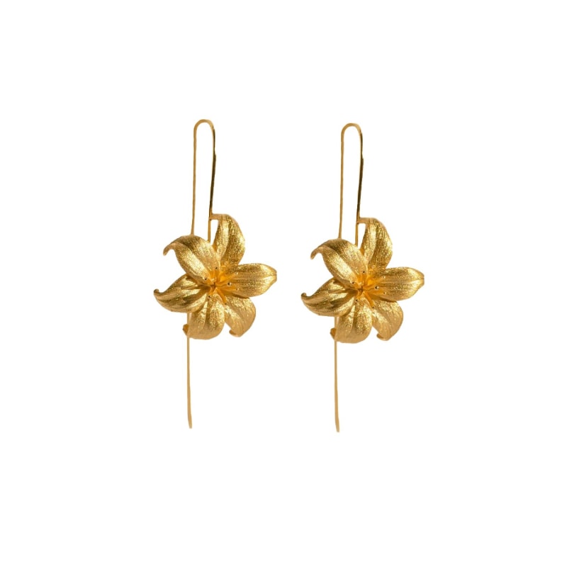 Sweet Lily Drop Gold Earrings MARIE JUNE Jewelry Wolf Badger