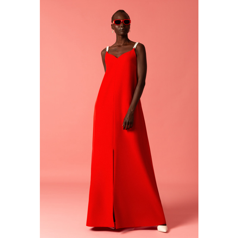 Thumbnail of Sweetheart Maxi Dress With Chain Straps In Red image