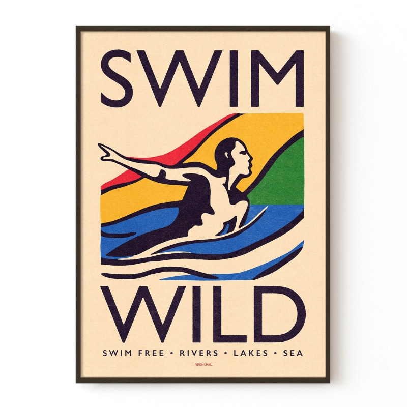 Thumbnail of Swim Wild - Wild Swimming Print - White - A2 image