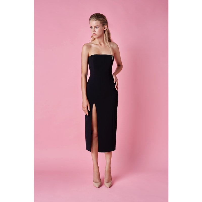 STRAPLESS MIDI DRESS - Black