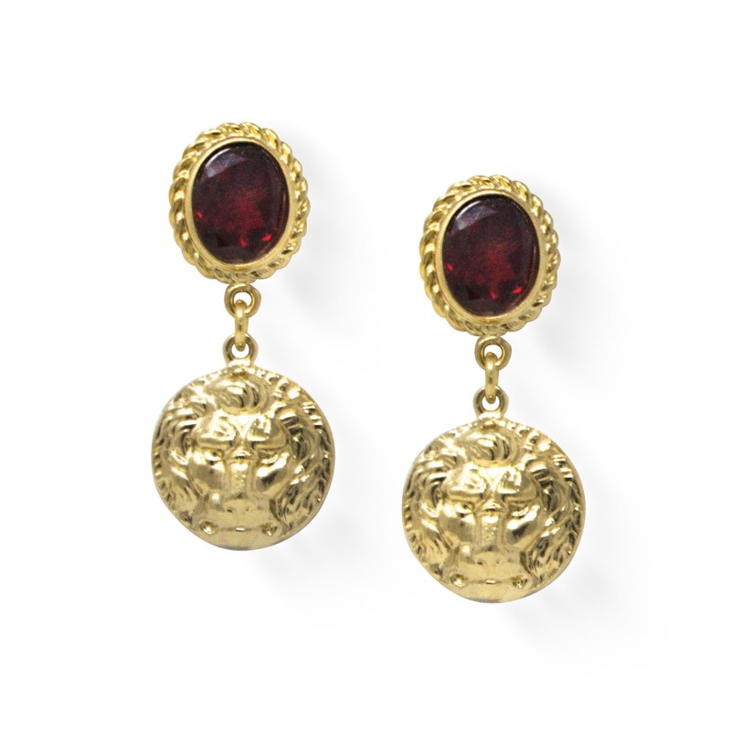 Thumbnail of The Lion Gold-Plated Garnet Earrings image