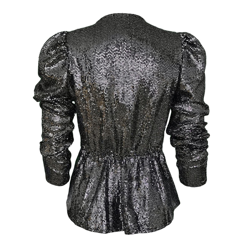 Thumbnail of Dark Silver Sequin Blouse With Peplum Hem image