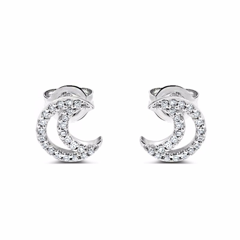 Thumbnail of Moon Diamond Studs 14K White Gold image