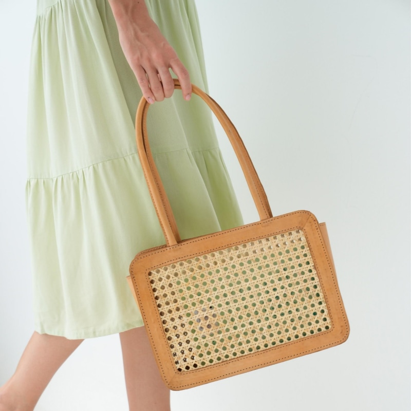 Thumbnail of Sydney Handmade Cane Woven And Leather Tote image