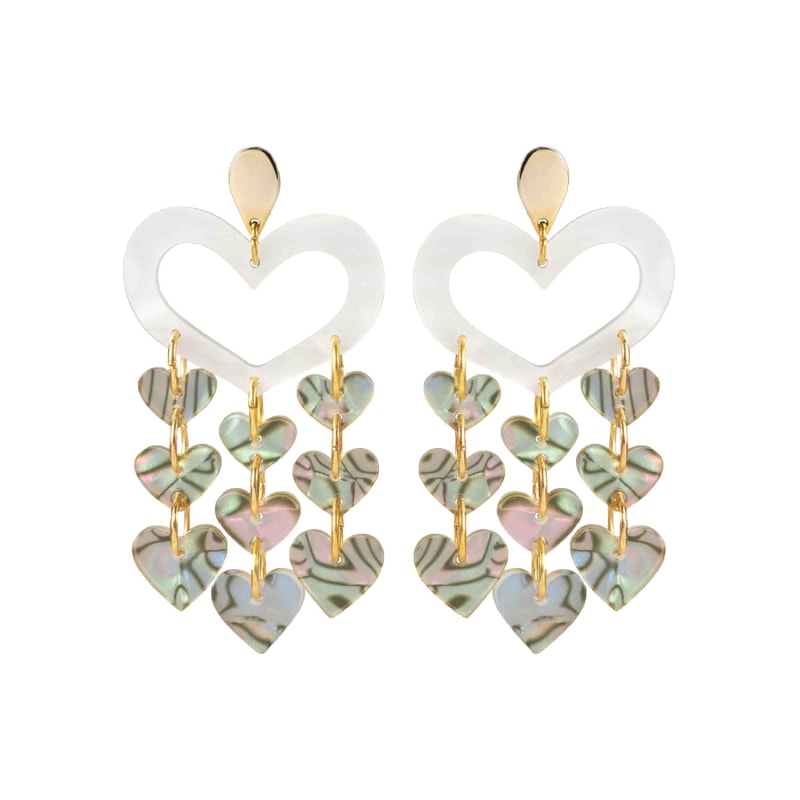 Gold Heart Chandelier Earrings