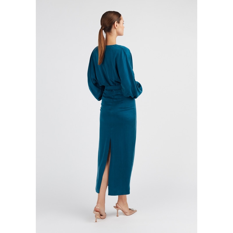 Thumbnail of Beca Blue Cupro Dress With Voluminous Sleeves image