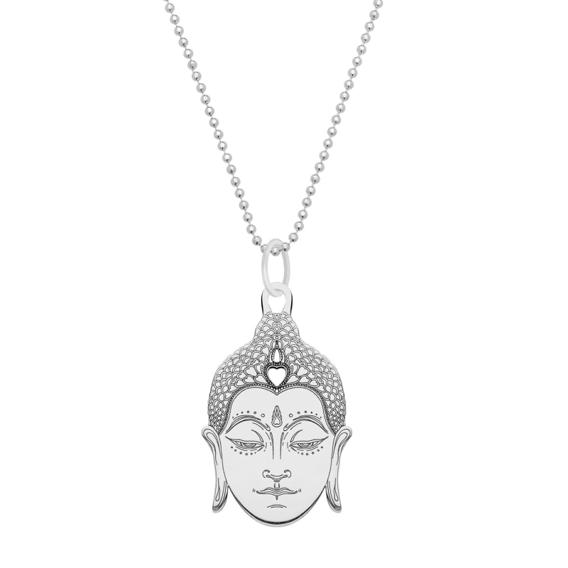 Thumbnail of Medium Silver Buddha Head Necklace image