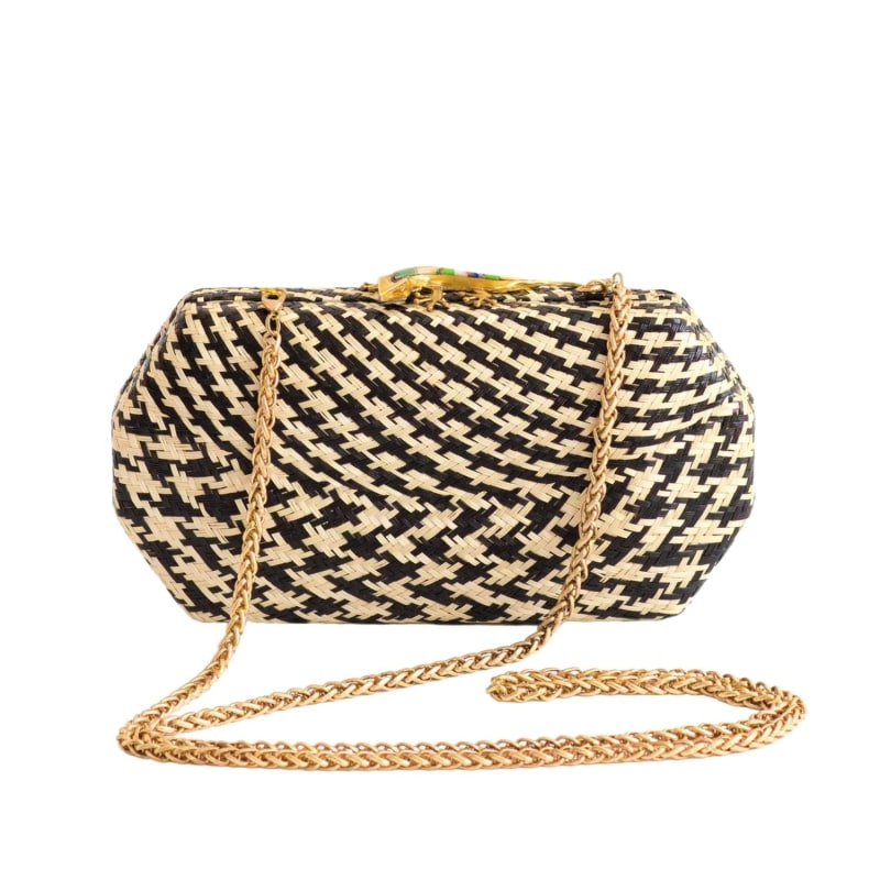 Black Houndstooth Clutch Handwoven Clutch LIKH Wolf Badger