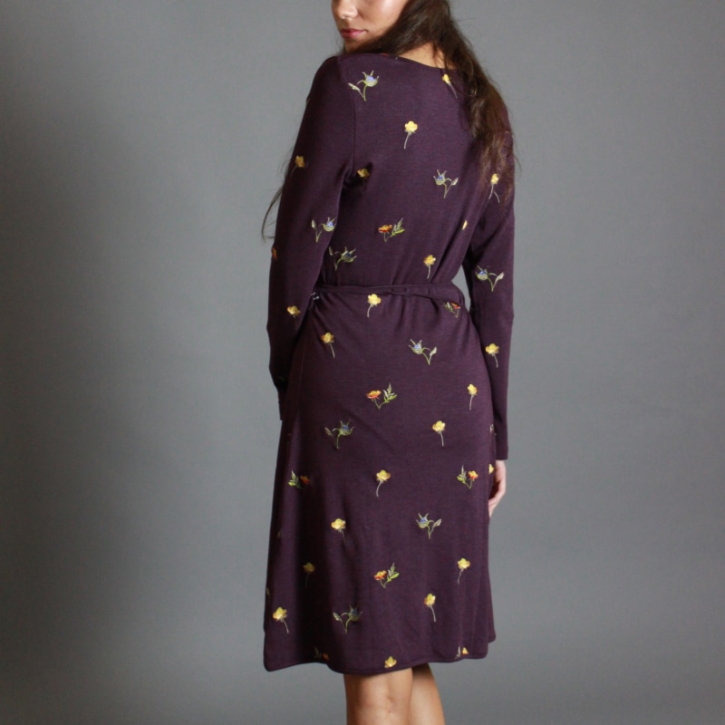 Thumbnail of Floral Embroidered Wrap Dress - Pink & Purple image